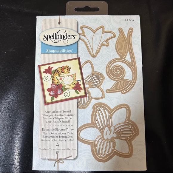 Spellbinders shapeabilities ROMANTIC BLOOMS THREE 4 pcs - Picture 1 of 3